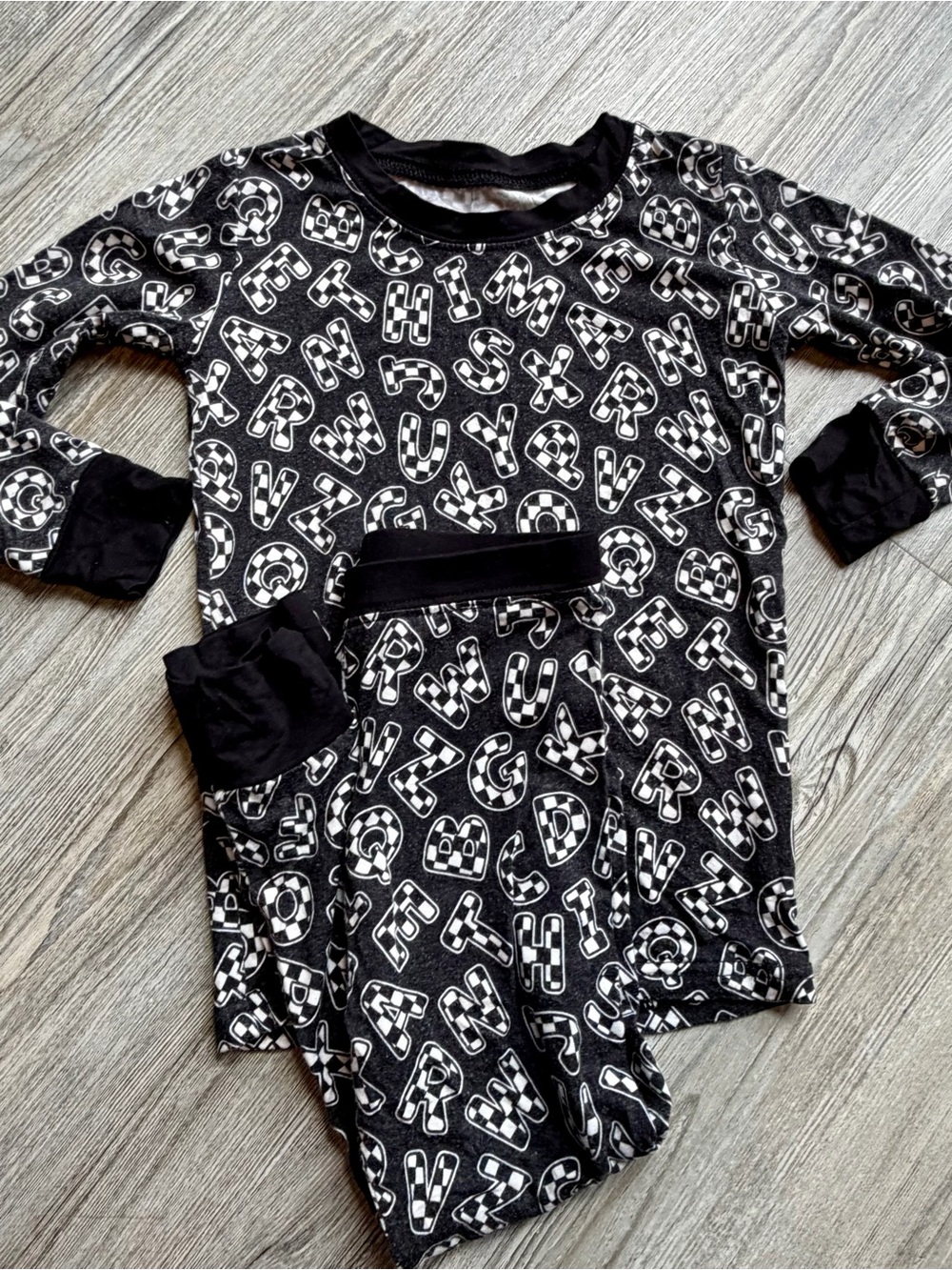 Fletch Bamboo Checkered Alphabet Pajamas
